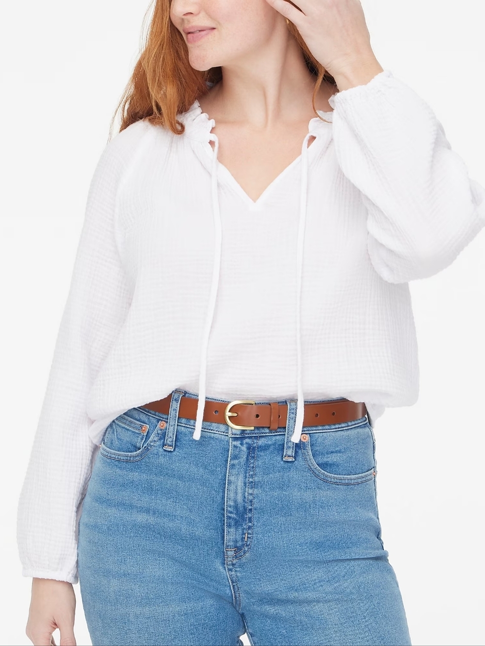 NWT J. Crew White Ruffle-Trim Gauze 100% Cotton Blouse XS - Picture 4 of 5